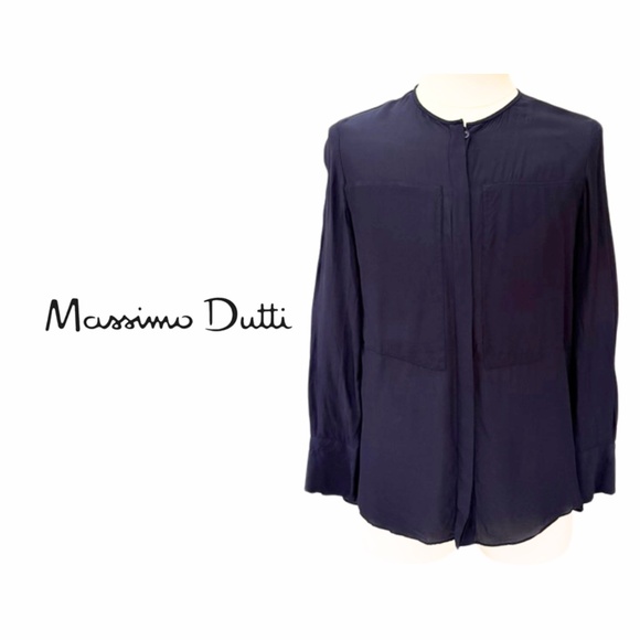 Massimo Dutti | Navy Long Sleeve Blouse – Size EUR 38 / US 6 - Picture 1 of 8